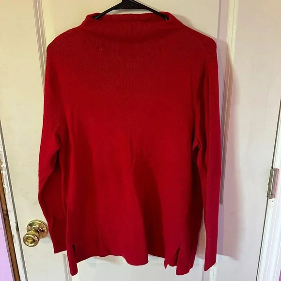 j. jill Silk Wool Blend Red Sweater Mock Neck Ribbed Sz L - Picture 1 of 6